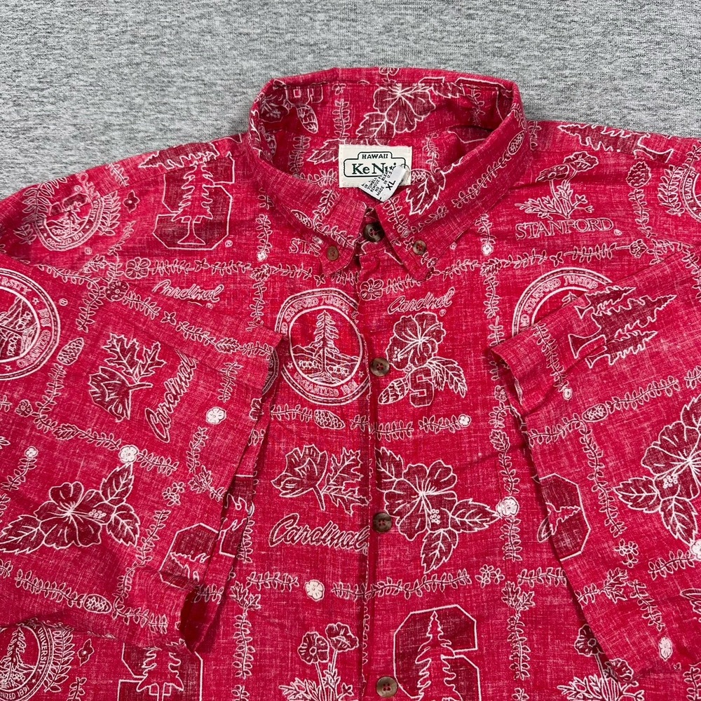 Ke Nui Stanford Cardinals Hawaiian Shirt Mens XL Red Aloha University College